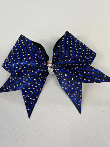 Black/Blue Zebra Bling Bow